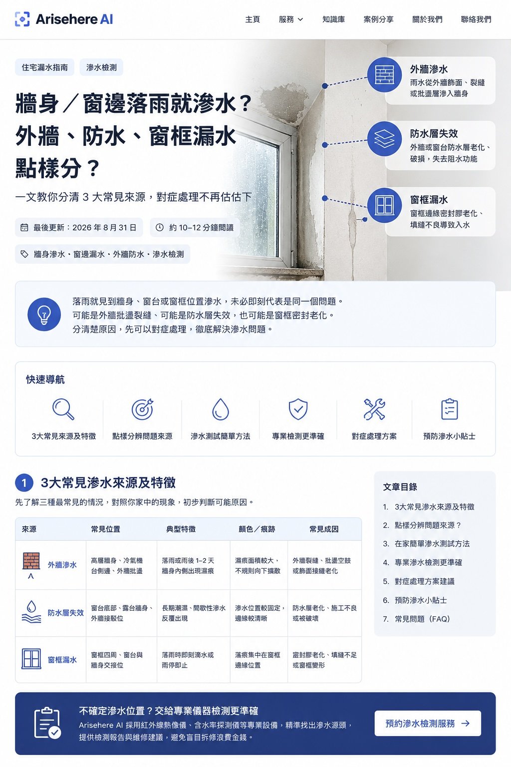 牆身窗邊落雨滲水外牆防水窗框判斷指南