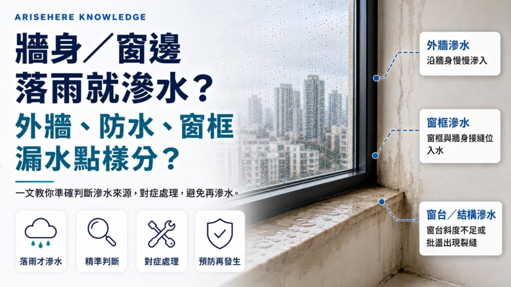 香港住宅窗邊及牆身落雨滲水常見原因