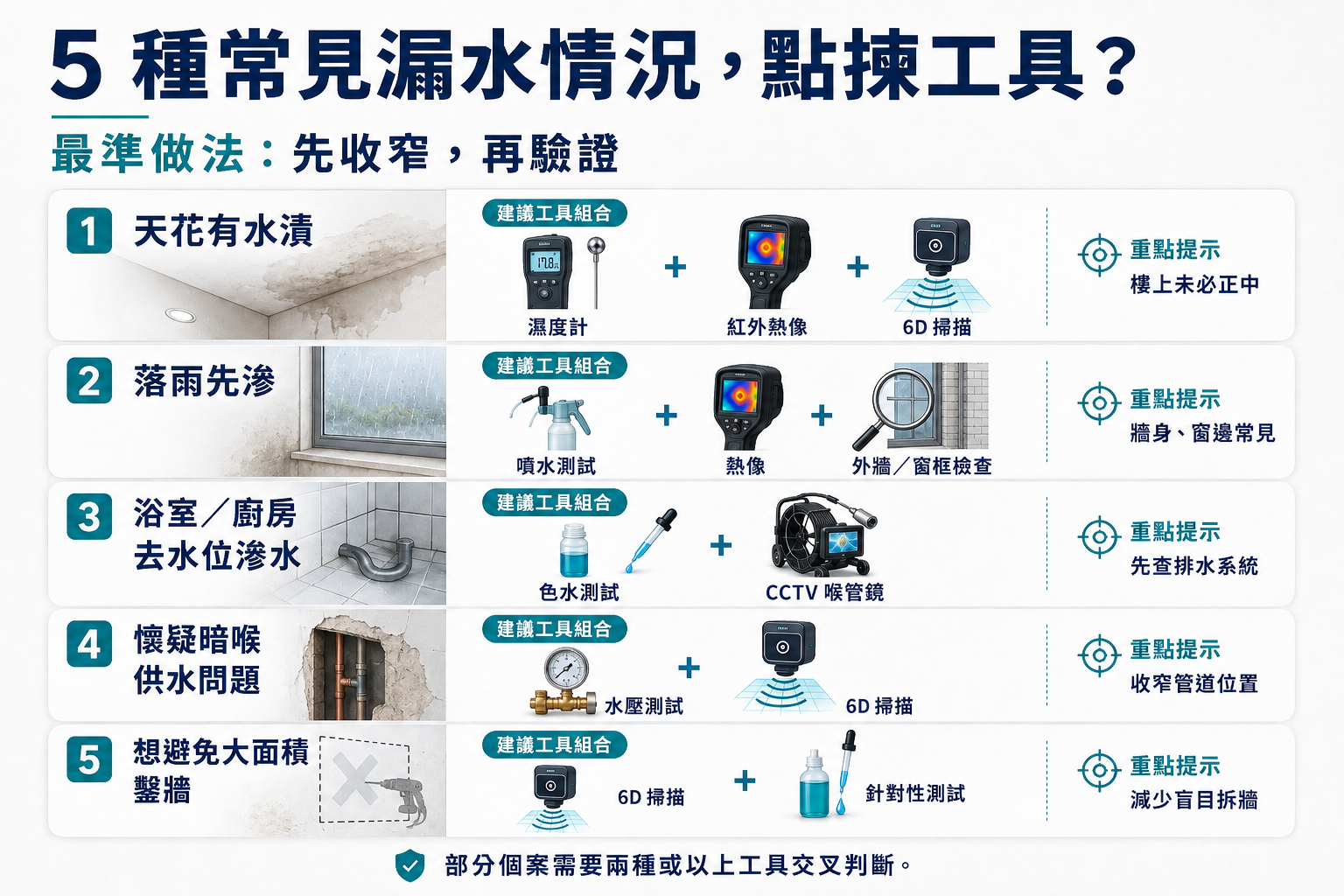 香港五種常見漏水情況與適合檢測工具指南