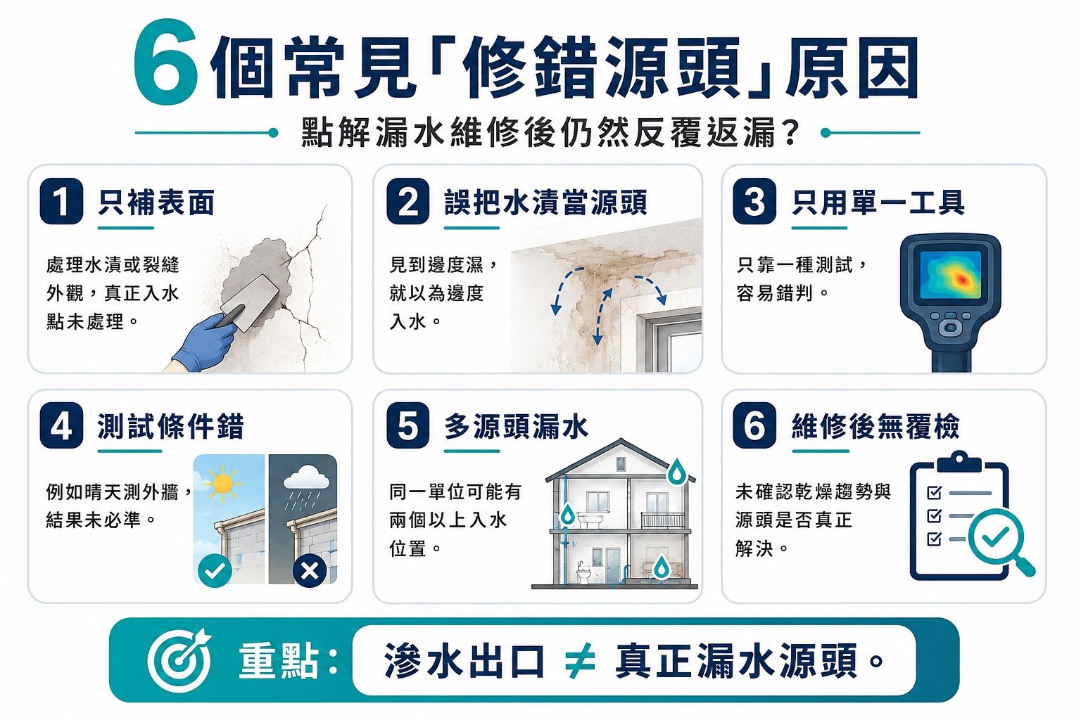 香港住宅漏水修完又再漏的6個常見修錯源頭原因