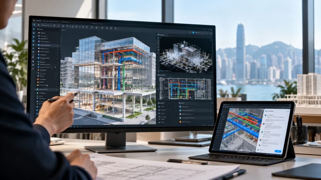 Arisehere AI 技術示範，整合BIM建築模型、機電系統、3D掃描資料及數碼協作工具