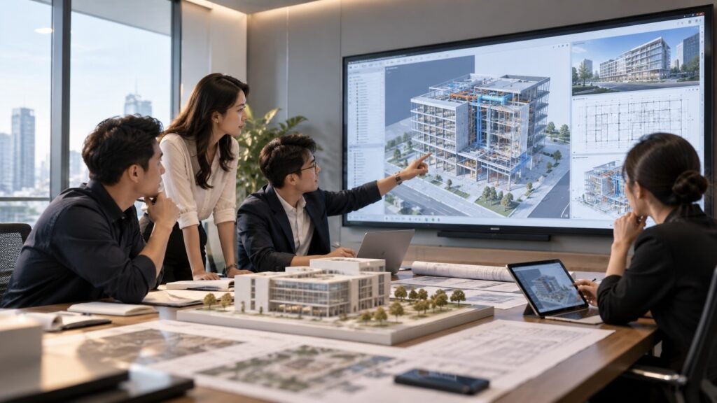 Arisehere AI 團隊結合BIM模型、工程圖則及數碼工具進行項目交流、技術審閱與成果展示
