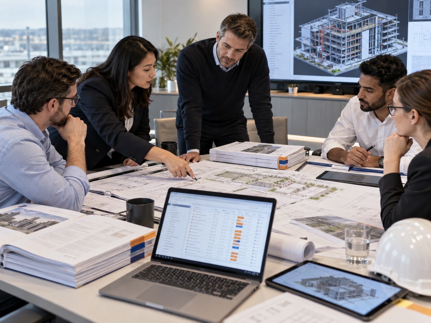 工程團隊使用BIM模型、工程圖則及項目資料進行跨專業協調與設計審閱